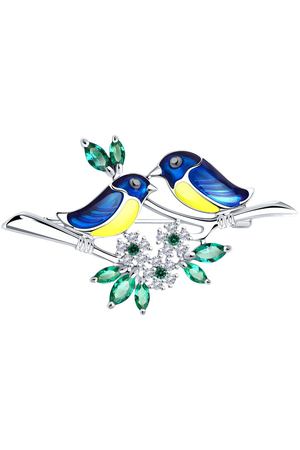 Брошь SOKOLOV из серебра с эмалью и фианитами