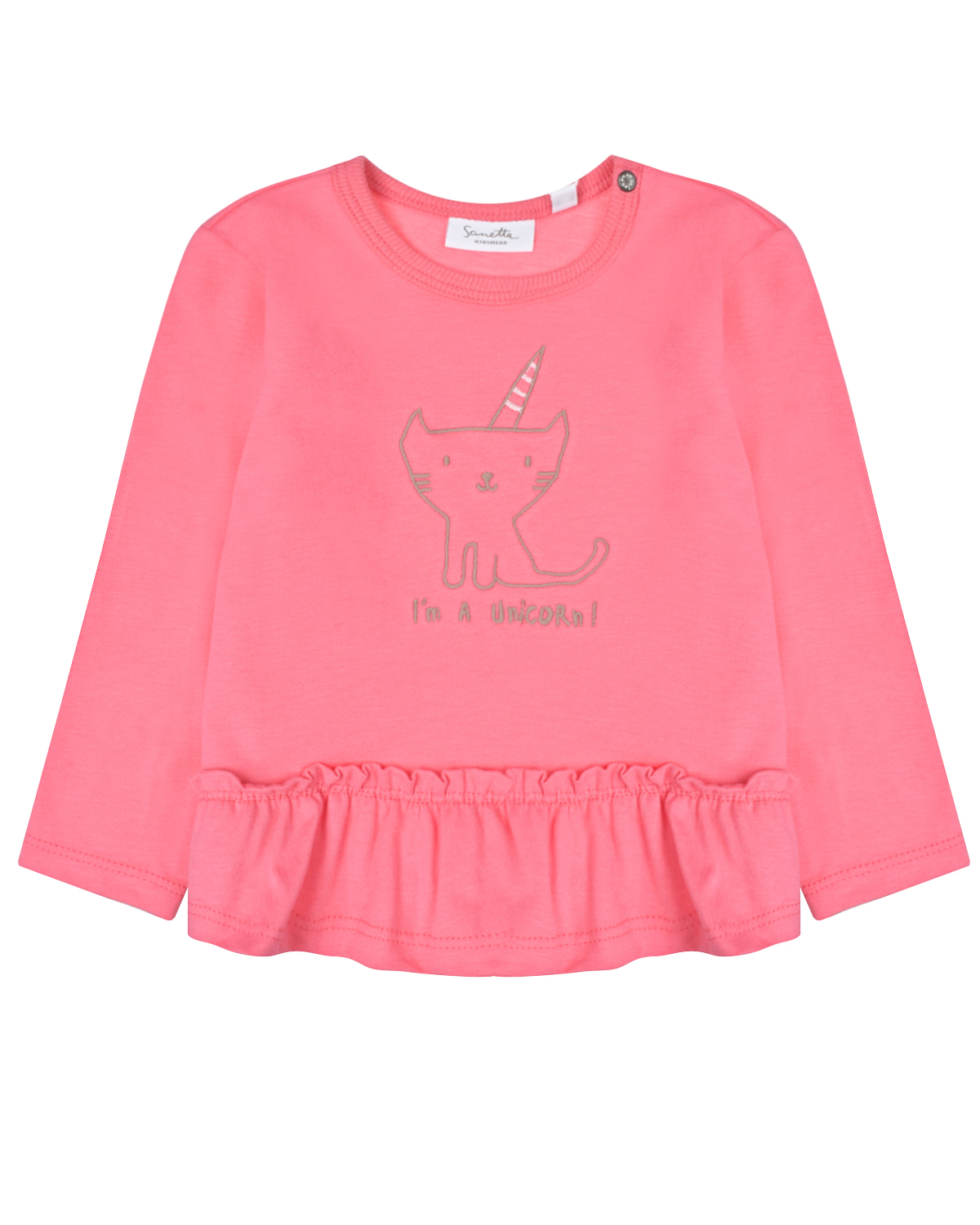 Где купить Розовая толстовка с вышивкой "кот-единорог" Sanetta Kidswear Sanetta 