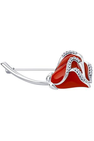 Брошь SOKOLOV из серебра с эмалью и фианитами