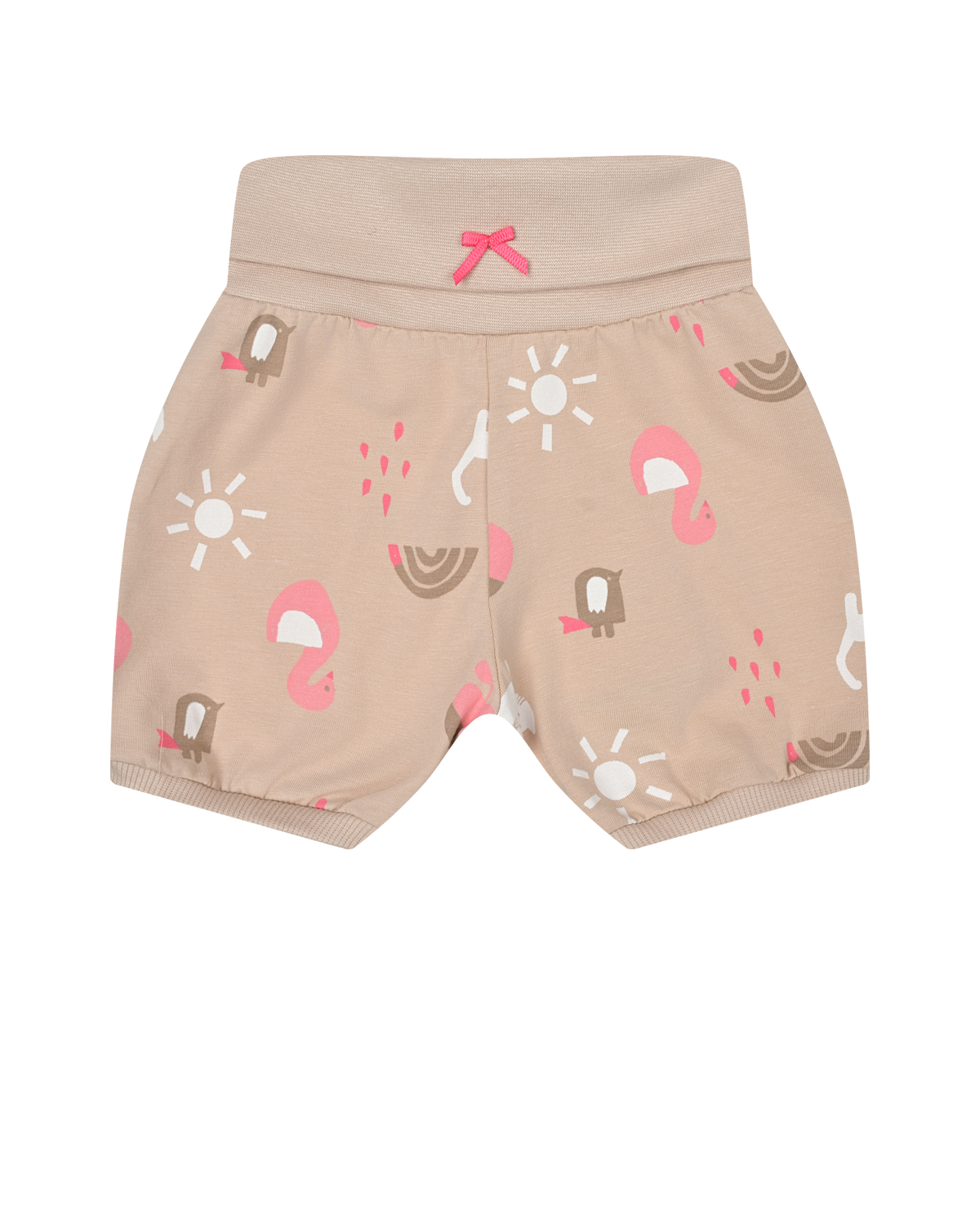 Где купить Бежевые шорты с принтом "лебеди и коты" Sanetta Kidswear Sanetta 