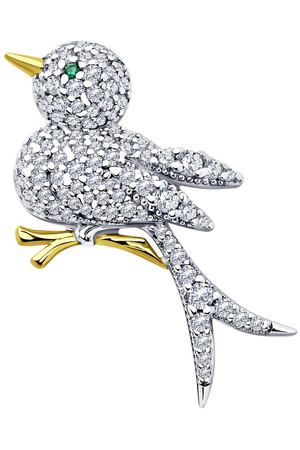 Брошь SOKOLOV из золочёного серебра с фианитами