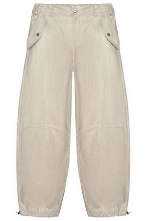 Брюки карго блестящая ткань, бежевые Brunello Cucinelli