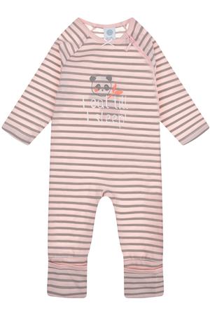 Розовый комбинезон в полоску с принтом "панда" Sanetta