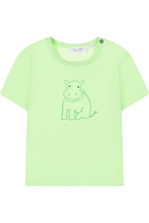 Зеленая футболка с принтом "бегемот" Sanetta Kidswear