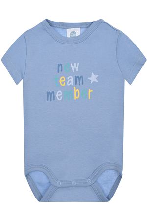 Голубое боди с принтом "New team member" Sanetta