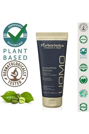 L`ERBORISTICA Органик Шампунь для волос/тела  мужской с кофеином и витЕ стимулирующий рециркуляцию 200.0