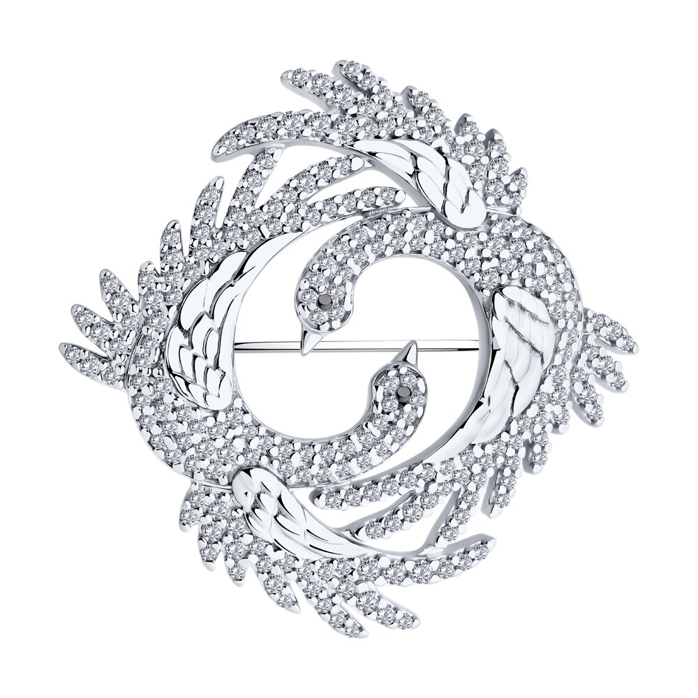 Где купить Брошь SOKOLOV из серебра с фианитами Sokolov 