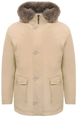 Пуховик с отделкой из меха койота Herno