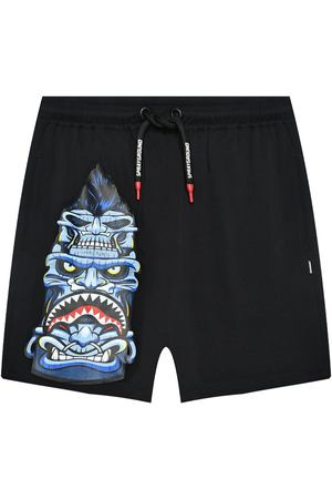 Бермуды с поясом на кулиске, черные SprayGround