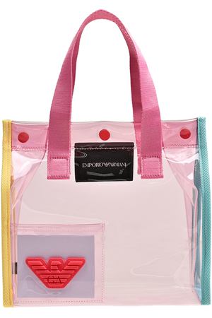 Сумка тоут, прозрачная, разноцветная окантовка Emporio Armani