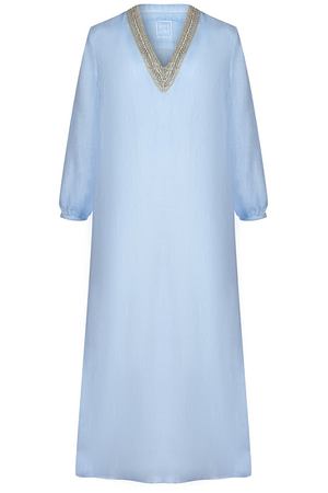 Платье с вышивкой бисером и стразами 120% Lino