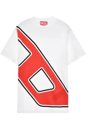 Футболка с красным лого, белая Diesel