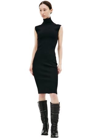 Платье миди с высоким воротником