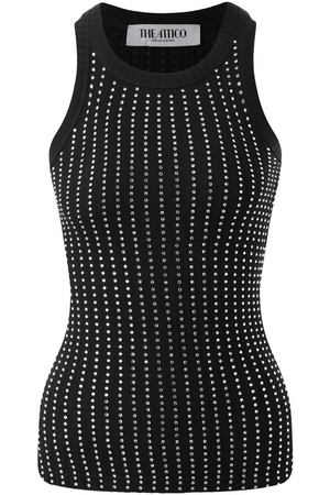 Топ с отделкой стразами The Attico