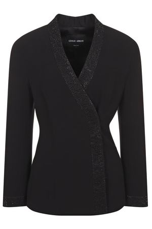 Шелковый жакет с отделкой стразами Giorgio Armani