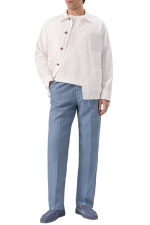 Брюки изо льна и хлопка Kiton