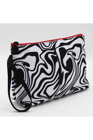 ALISSIROSSI Косметичка женская большая дорожная из ткани "Зебра с красной молнией"