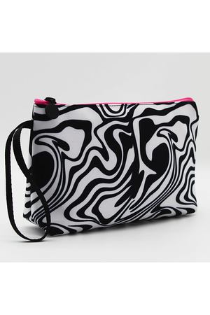 ALISSIROSSI Косметичка женская большая дорожная из ткани "Зебра с розовой молнией"